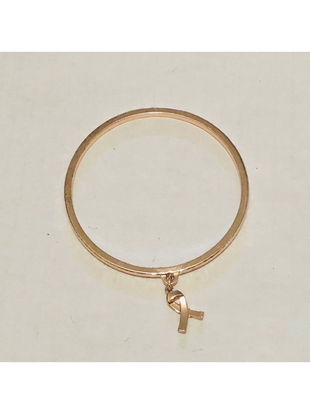 Metal Bangle Charm Bracelet Gold Breast Cancer Awareness